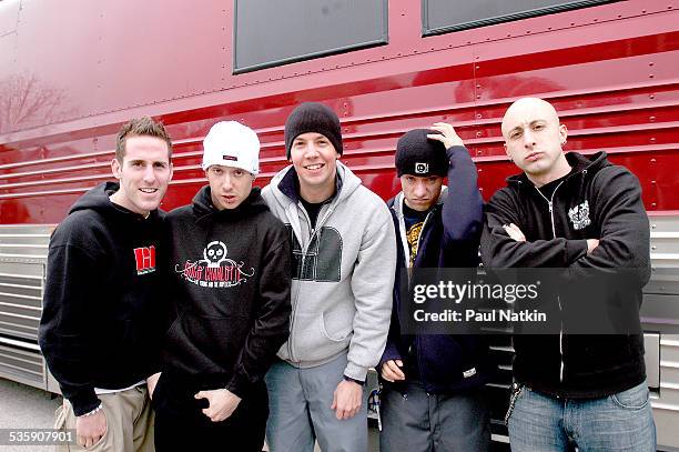 Portrait of the band Simple Plan, Chicago, Illinois, April 19, 2003.