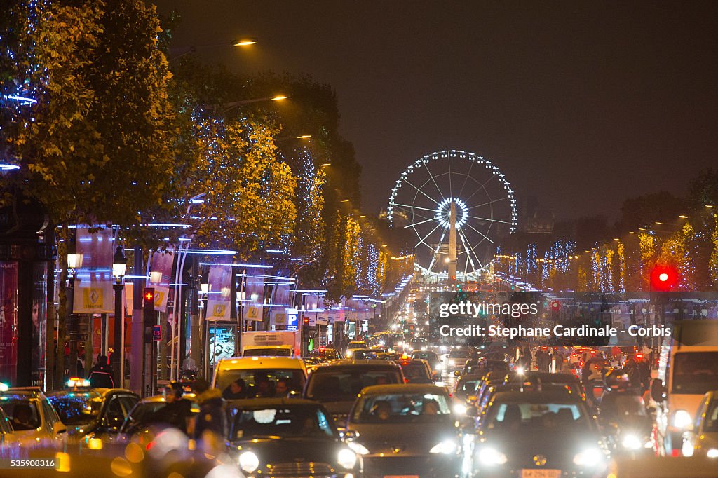 France - Laetitia Casta Launches The Champs-Elysees Christmas Illuminations