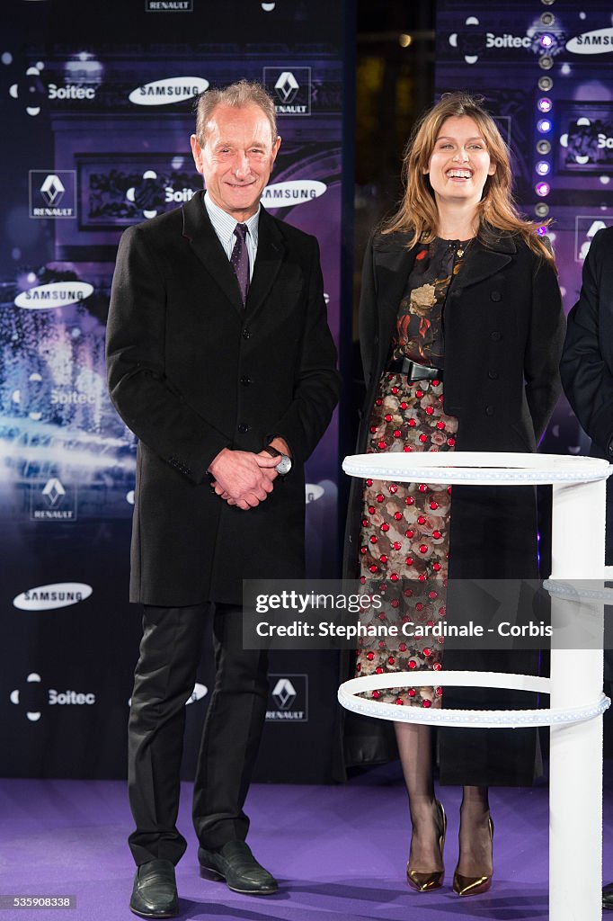 France - Laetitia Casta Launches The Champs-Elysees Christmas Illuminations