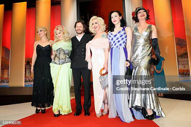 Julie Atlas Muz, Dirty Martini, Mathieu Amalric, Mimi Le Meaux, Evie Lovelle attend the 'Palme d'Or Award Ceremony' of the 63rd Cannes International...