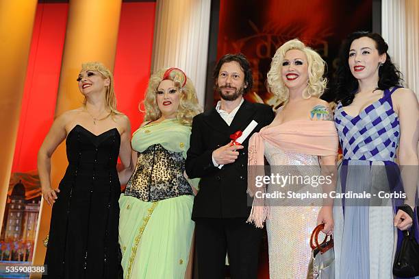 Julie Atlas Muz, Dirty Martini, Mathieu Amalric, Mimi Le Meaux, Evie Lovelle attend the 'Palme d'Or Award Ceremony' of the 63rd Cannes International...