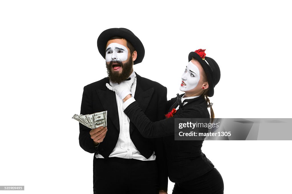 Memes as businesswoman and businessman counting money