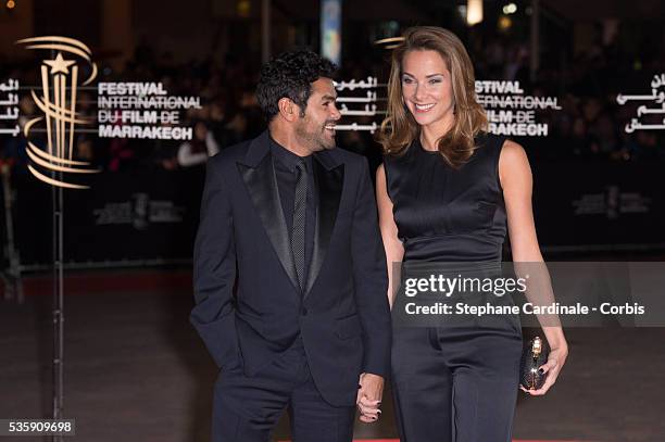 Jamel Debbouze and his wife Melissa Theuriau attend the Tribute to Kore-Eda Hirokazu during the 13th Marrakech International Film Festival, in...