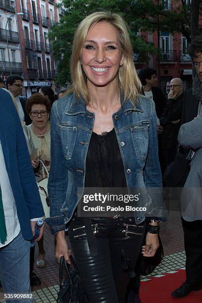 Marta Robles is seen arriving to 'Nuestros Amantes' premiere at Palafox Cinema on May 30, 2016 in Madrid, Spain.