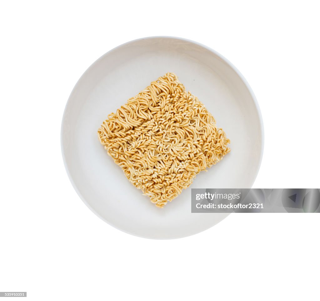 Instant noodles on white background