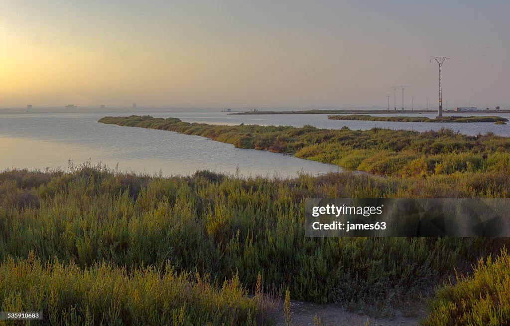 Sunset in the natural reserve of San Javier, Spain