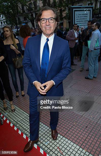 Pepe Navarro is seen arriving to 'Nuestros Amantes' premiere at Palafox Cinema on May 30, 2016 in Madrid, Spain.