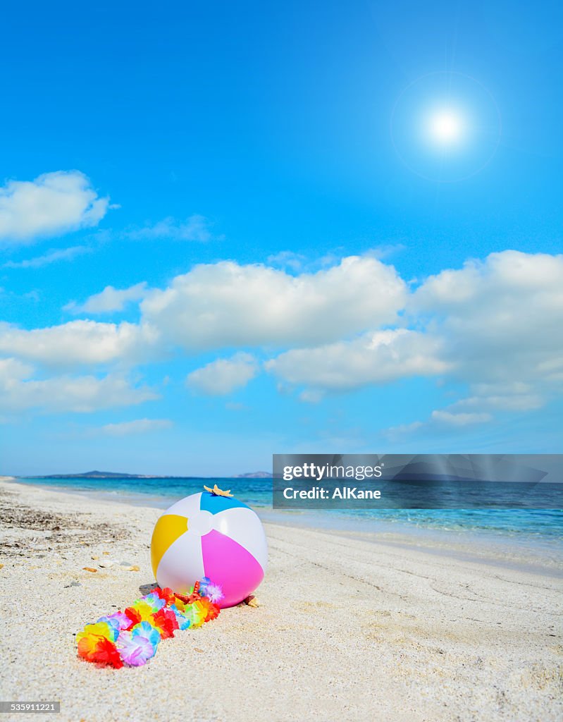 Beach ball with hawaiian necklace