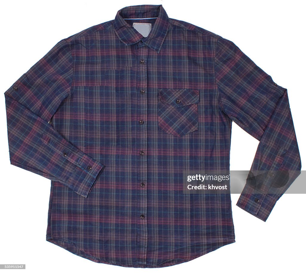 Men's checkered shirt. Isolated on white
