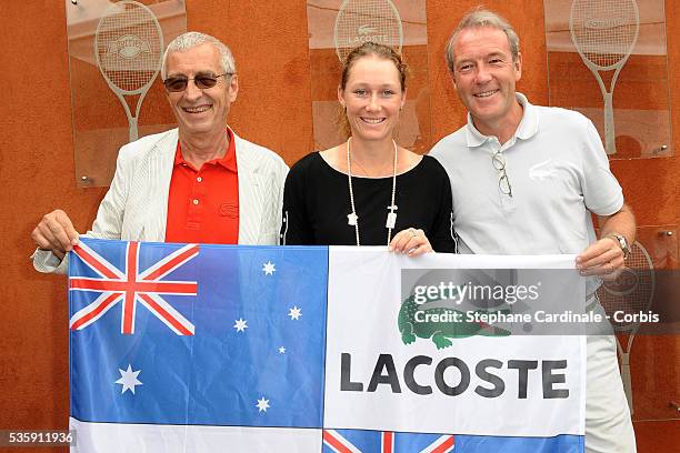 Michel Lacoste, Samantha Stosur and Christophe Chenut at Roland Garros Village.