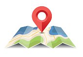 Vector map with pin pointer - Illustration