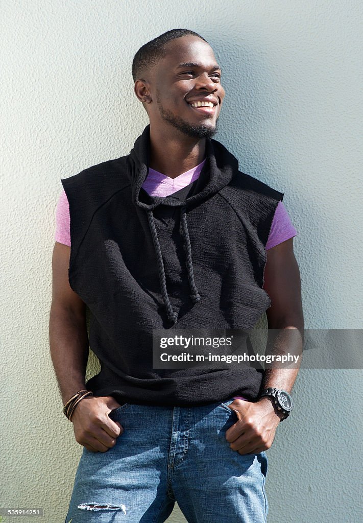 Cheerful african american man smiling