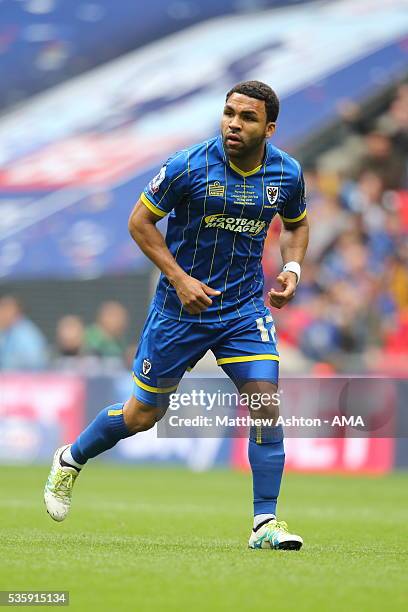 Andy Barcham of AFC Wimbledon during the Sky Bet League Two Play Off Final between Plymouth Argyle and AFC Wimbledon at Wembley Stadium on May 30,...