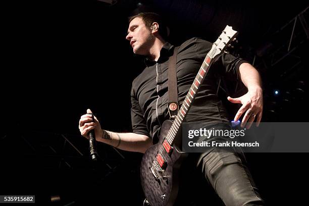 Singer Benjamin Burnley of the American band Breaking Benjamin performs live during a concert at the Huxleys on May 30, 2016 in Berlin, Germany.