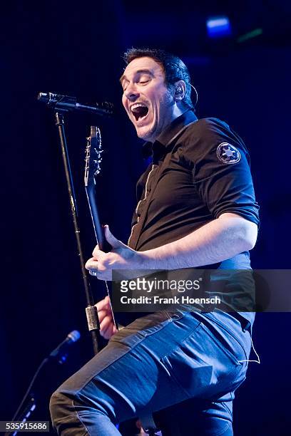 Singer Benjamin Burnley of the American band Breaking Benjamin performs live during a concert at the Huxleys on May 30, 2016 in Berlin, Germany.