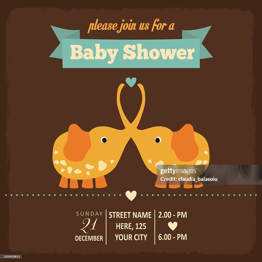 Baby shower invitation in retro style