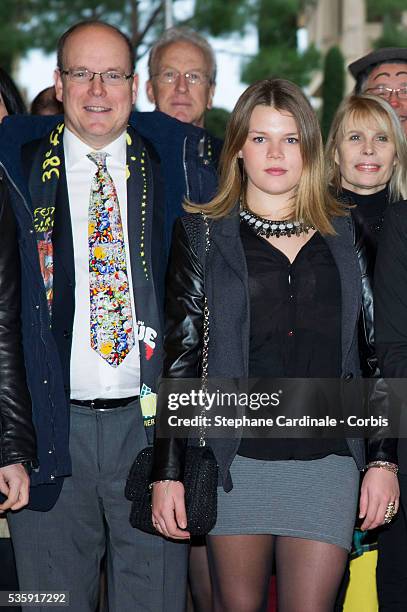 Prince Albert II of Monaco and Camille Gottlieb attend the 38th International Circus Festival, in Monaco.