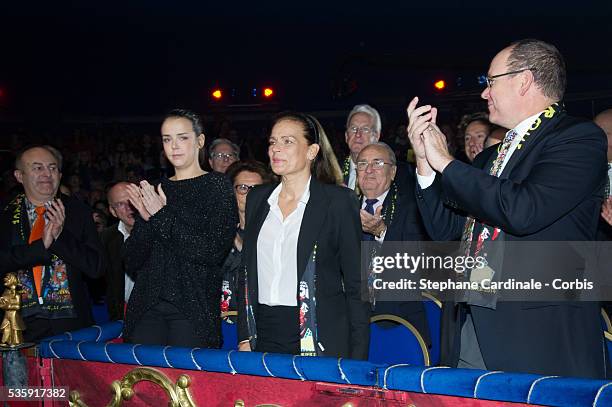 Pauline Ducruet, Princess Stephanie of Monaco and Prince Albert II of Monaco attend the 38th International Circus Festival, in Monaco.