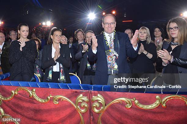 Pauline Ducruet, Princess Stephanie of Monaco, Prince Albert II of Monaco and Camille Gottlieb attend the 38th International Circus Festival, in...