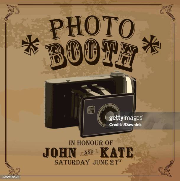 vintage photo booth design template with vintage camera - photomaton stock illustrations