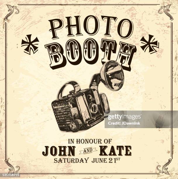 vintage photo booth design template on paper background - photomaton stock illustrations