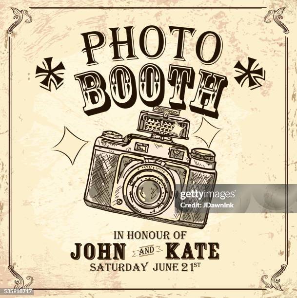 vintage photo booth design-vorlage auf unebenem hintergrund - kronleuchter stock-grafiken, -clipart, -cartoons und -symbole