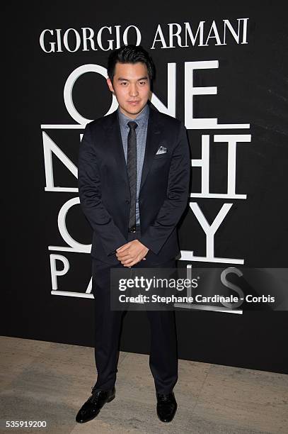 Ray Chen attends the Giorgio Armani Prive show as part of Paris Fashion Week Haute Couture Spring/Summer 2014, at Palais de tokyo in Paris.