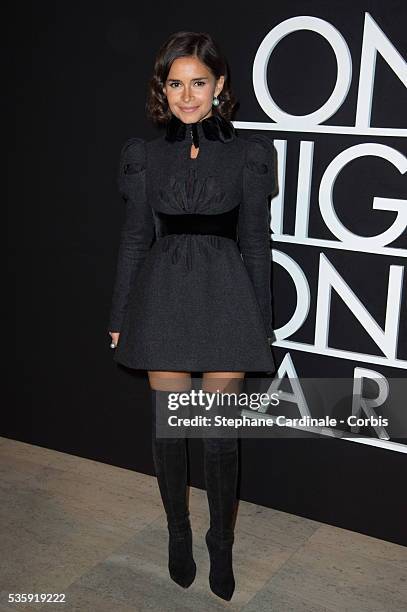 Miroslava Duma attends the Giorgio Armani Prive show as part of Paris Fashion Week Haute Couture Spring/Summer 2014, at Palais de tokyo in Paris.