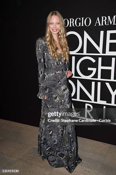 Tanya Dziahileva attends the Giorgio Armani Prive show as part of Paris Fashion Week Haute Couture Spring/Summer 2014, at Palais de tokyo in Paris.