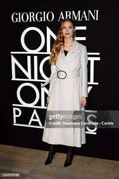 Beatrice Borromeo attends the Giorgio Armani Prive show as part of Paris Fashion Week Haute Couture Spring/Summer 2014, at Palais de tokyo in Paris.