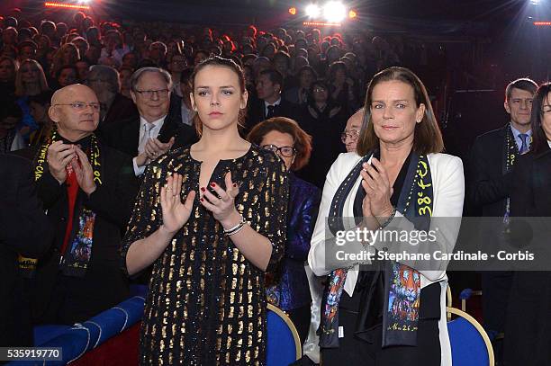 Pauline Ducruet and Princess Stephanie of Monaco attend the 38th International Circus Festival on January 21, 2014 in Monte-Carlo, Monaco.