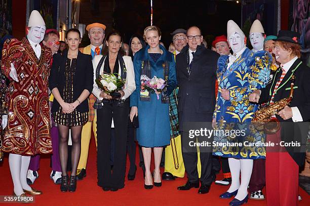 Pauline Ducruet, Princess Stephanie of Monaco, Princess Charlene of Monaco and Prince Albert II of Monaco attend the 38th International Circus...