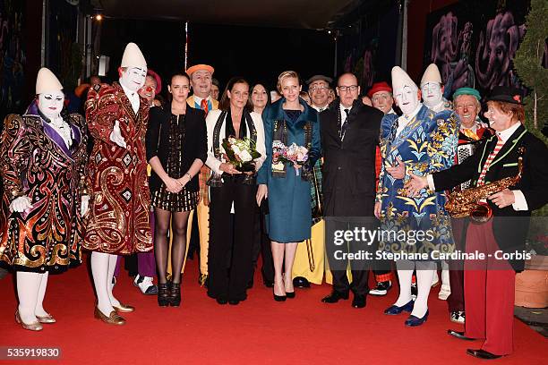 Pauline Ducruet, Princess Stephanie of Monaco, Princess Charlene of Monaco and Prince Albert II of Monaco attend the 38th International Circus...