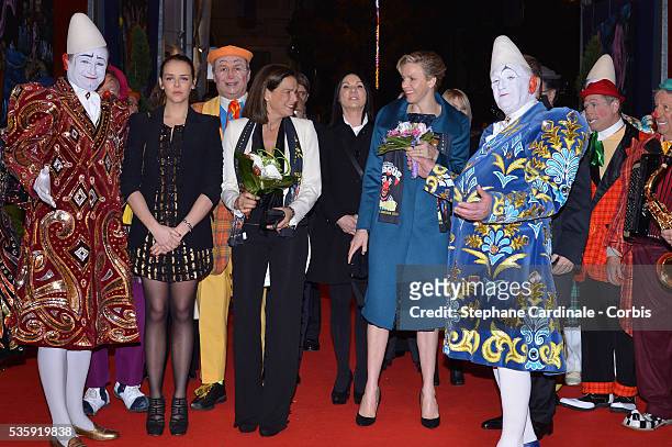 Pauline Ducruet, Princess Stephanie of Monaco and Princess Charlene of Monaco attend the 38th International Circus Festival on January 21, 2014 in...