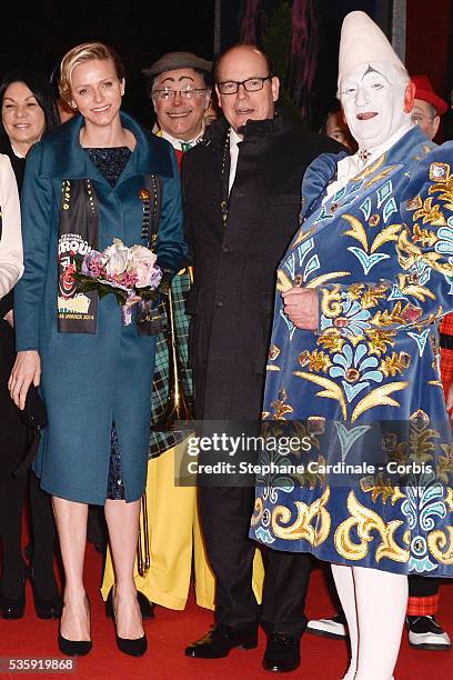 Princess Charlene of Monaco and Prince Albert II of Monaco attend the 38th International Circus Festival on January 21, 2014 in Monte-Carlo, Monaco.