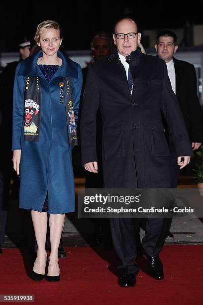 Princess Charlene of Monaco and Prince Albert II of Monaco attend the 38th International Circus Festival on January 21, 2014 in Monte-Carlo, Monaco.