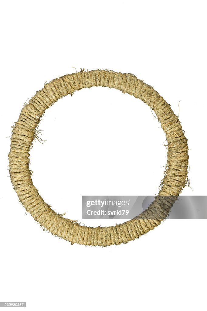 Round photo frame braided jute yarn.