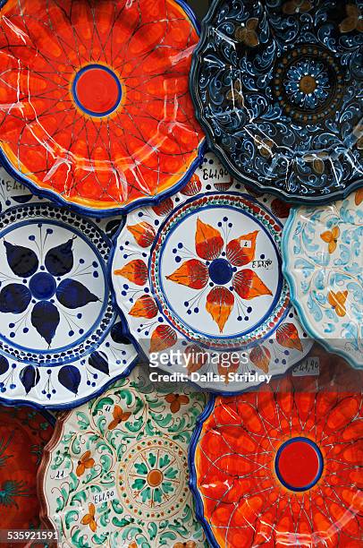 colourful ceramics typical of the aeolian islands - isola di lipari foto e immagini stock