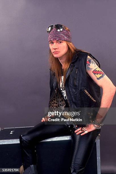 Axl Rose of Guns And Roses at the UIC Pavillion in Chicago, Illinois, August 21, 1987 .