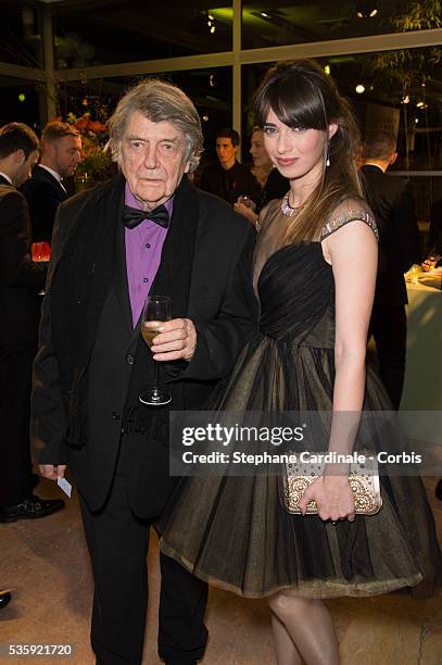 Jean Pierre Mocky and Sarah Barzyk Aubrey attend the Sidaction Gala Dinner at Pavillon d'Armenonville, in Paris.