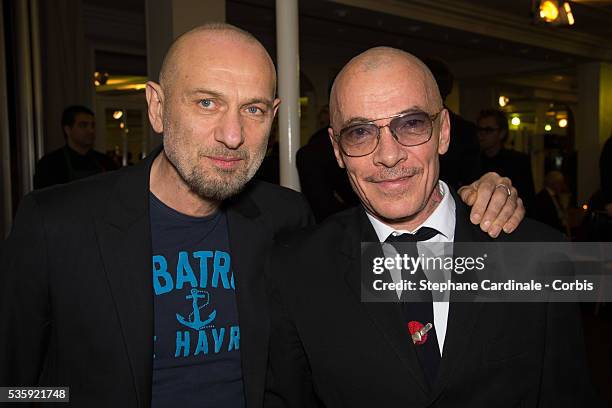 Photographers Pierre et Gilles attend the Sidaction Gala Dinner at Pavillon d'Armenonville, in Paris.