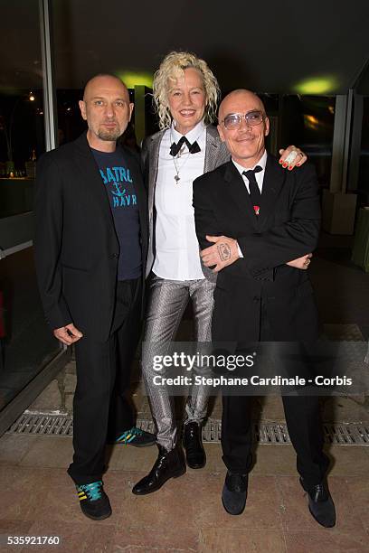 Photographers Pierre et Gilles and Ellen von Unwerth attend the Sidaction Gala Dinner at Pavillon d'Armenonville, in Paris.