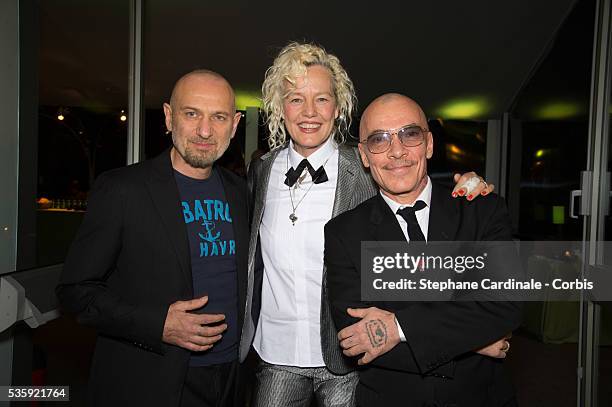 Photographers Pierre et Gilles and Ellen von Unwerth attend the Sidaction Gala Dinner at Pavillon d'Armenonville, in Paris.