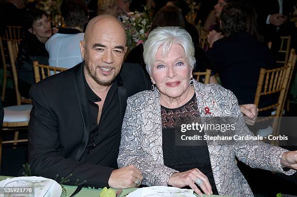 Pascal Obispo and Line Renaud attend the Sidaction Gala Dinner at Pavillon d'Armenonville, in Paris.