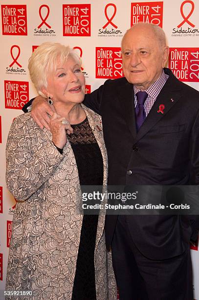 Line Renaud and Pierre Berge attend the Sidaction Gala Dinner at Pavillon d'Armenonville, in Paris.