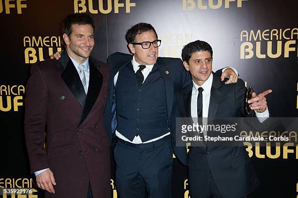 Actor Bradley Cooper, director David O. Russell and actor Said Taghmaoui attend the 'American Bluff' Paris Premiere at Cinema UGC Normandie, in Paris.