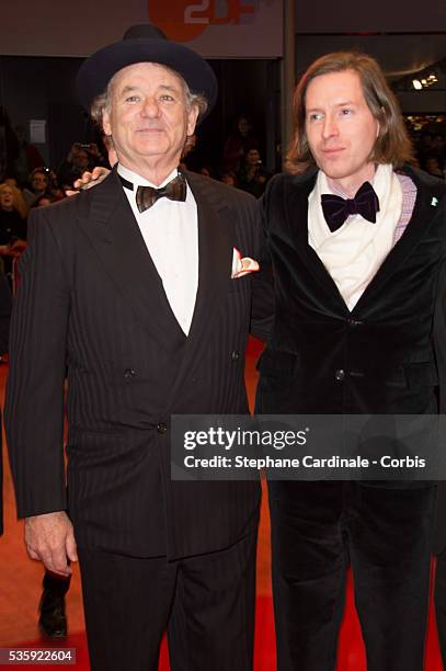 Bill Murray and Wes Anderson attend 'The Grand Budapest Hotel' Premiere and opening ceremony during the 64th Berlinale International Film Festival,...