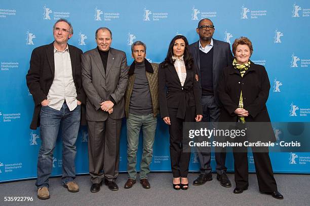 Jean Brehat, Mustapha Orif, Rachid Bouchareb, Dolores Heredia and Brenda Blethyn attend the 'Two Men in Town' photocall during the 64th Berlinale...