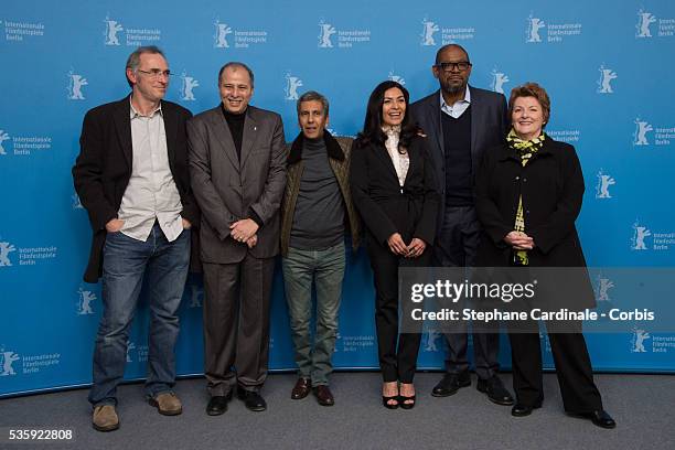 Jean Brehat, Mustapha Orif, Rachid Bouchareb, Dolores Heredia and Brenda Blethyn attend the 'Two Men in Town' photocall during the 64th Berlinale...