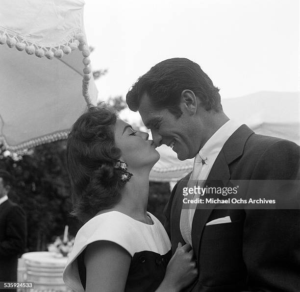 Actress Natalie Wood and Hugh O'Brian attend the Jimmy McHugh Party in Los Angeles,CA.
